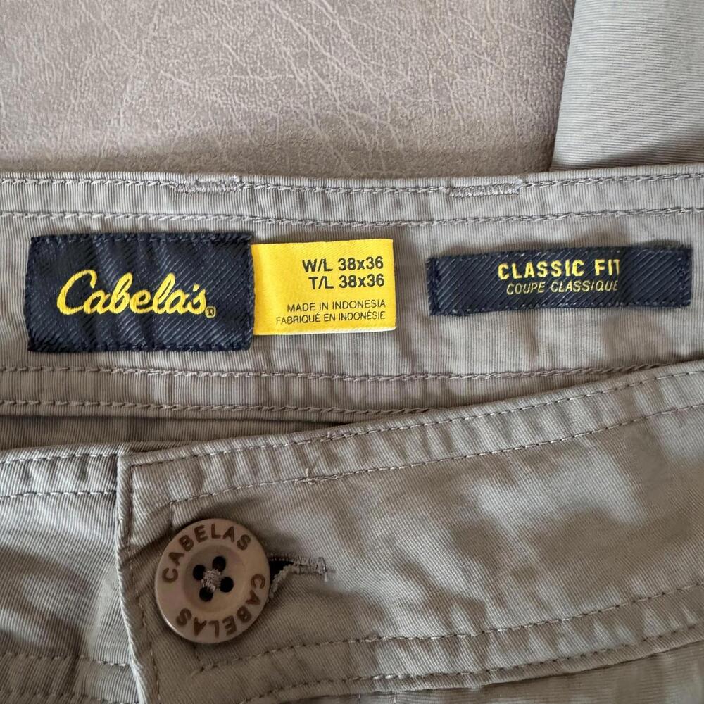 Cabela's Pants Mens 38x36 Beige Nylon Convertible Cargo Hiking Outdoor Travel - Picture 3 of 13